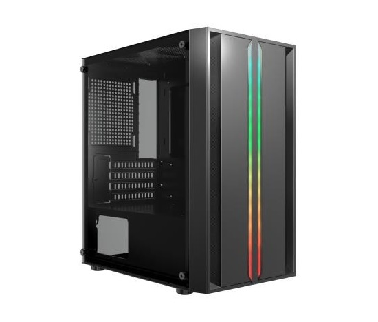 BAZAR - CRONO skříň PCC-200-3 Midi Tower, bez zdroje, černá, poškozený obal