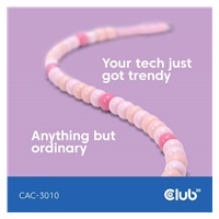 Club3D Kabel s korálky USB-C, 480Mbps, PD 60W, 2m, růžová