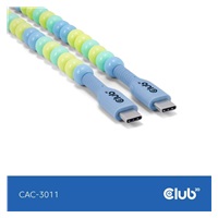 Club3D Kabel s korálky USB-C, 480Mbps, PD 60W, 2m, modrá