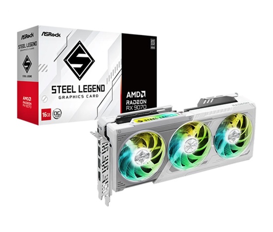 ASRock VGA AMD Radeon RX 9070 Steel Legend 16GB OC, RX 9070, 16GB GDDR6, 3xDP, 1xHDMI