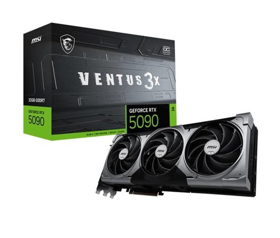 MSI VGA NVIDIA GeForce RTX 5090 32G VENTUS 3X OC, RTX 5090, 32GB GDDR7, 3xDP, 1xHDMI