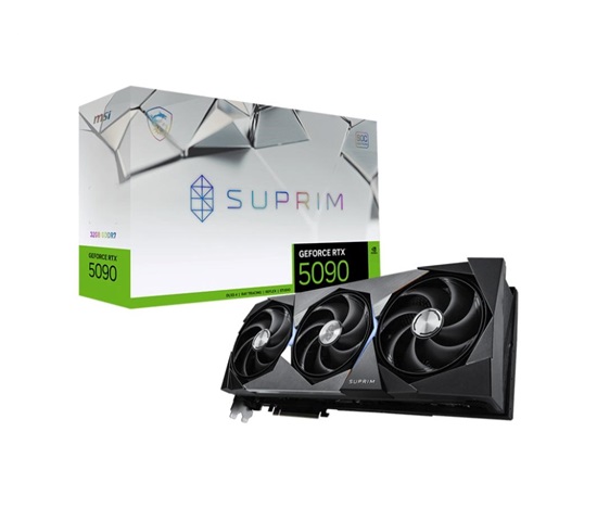 MSI VGA NVIDIA GeForce RTX 5090 32G SUPRIM SOC, RTX 5090, 32GB GDDR7, 3xDP, 1xHDMI