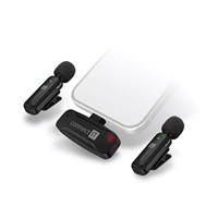 CONNECT IT Mikrofon ClipMic, 2x Bezdrátový Lavalier mikrofón s přijímačem, USB-C konektor, černá