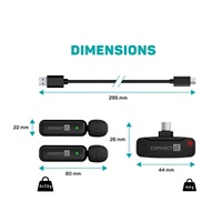 CONNECT IT Mikrofon ClipMic, 2x Bezdrátový Lavalier mikrofón s přijímačem, USB-C konektor, černá