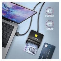 BAZAR - AXAGON CRE-SM3N, USB-A FlatReader čtečka kontaktních karet Smart card (eObčanka), kabel 1.3m - Poškozený obal (K