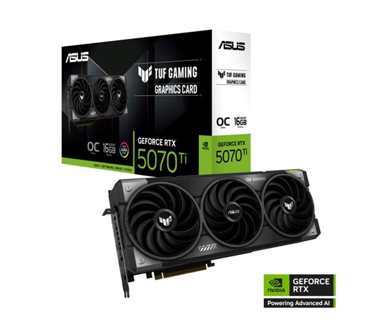 ASUS VGA NVIDIA GeForce RTX 5070 Ti TUF GAMING 16GB OC, 16GB GDDR7, 3xDP, 2xHDMI
