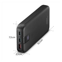 Hama PD 20 powerbanka, 20000 mAh, PD, Qualcomm, 3 výstupy: 2x USB-C, 1x USB-A, LED displej,