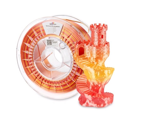 SPECTRUM Tisková struna (filament) PLA SILK RAINBOW 1.75mm FIRE RED 1kg