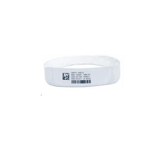 Zebra Wristband, PolyPro/PET, 3 x 11in (76x279mm); DT, Z-Band Fusion, Adhesive Closure, Adult w/ Label, 200/roll, 5 roll