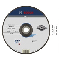 Bosch hrubovací kotouč PRO Metal, 230 × 6 × 22,23 mm, oSa