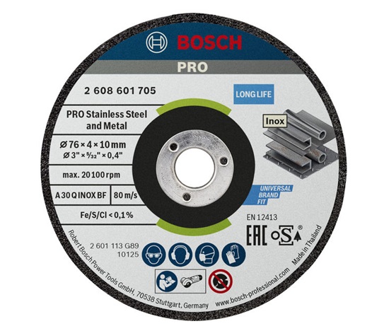 Bosch hrubovací kotouč PRO Stainless Steel and Metal, 76 × 4 × 10 mm