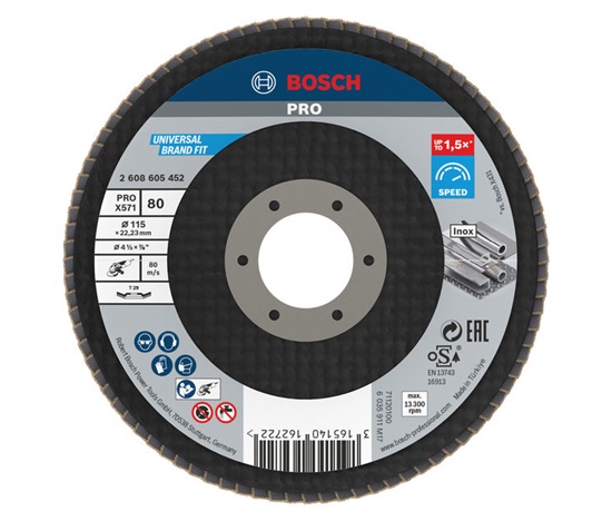 Bosch lamelový brusný kotouč PRO X571, 115 mm, G80