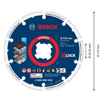 Bosch diamantový řezací kotouč EXPERT Diamond Metal Wheel X-LOCK 125 × 22,23 mm