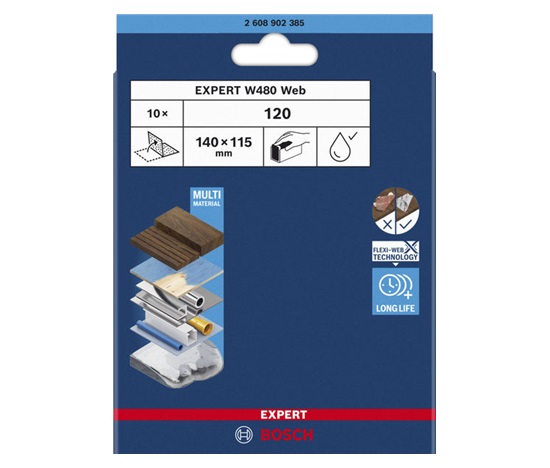 Bosch EXPERT W480 Web 1/4 ruční brusná síť, 115 × 140 mm, G120