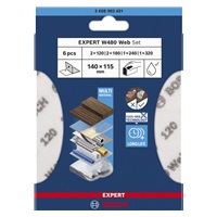 Bosch sada ručních brusných sítí EXPERT W480 Web 1/4, 115 × 140 mm, G120 (2×); G180 (2×); G240 (1×); G320 (1×), 6 ks