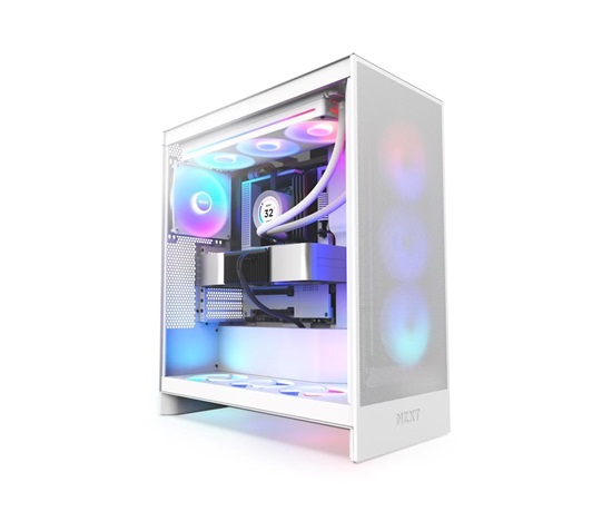 NZXT skříň H7 Flow RGB edition / ATX / 3x 140 mm fan / USB-C / 2x USB / prosklená bočnice / mesh panel / RGB / bílá