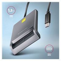 AXAGON CRE-SM3TC, USB-C FlatReader czytnik kart identyfikacyjnych, kabel 1.2 m