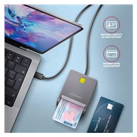 AXAGON CRE-SM3TC, USB-C FlatReader czytnik kart identyfikacyjnych, kabel 1.2 m