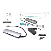 i-tec USB-C Metal Nano Docking Station 4K HDMI LAN with Power Delivery 100 W + Charger 100W