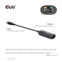Club3D Adaptér USB-A na RJ45, 5Gb, 24cm