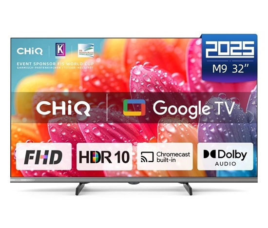 CHiQ L32FM9E TV 32", FHD, LED, metalická bezrámečková, Smart, Google TV, HDR, Chromecast