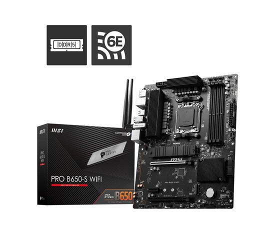 BAZAR - MSI MB Sc AM5 PRO B650-S WIFI, AMD B650, 4xDDR5, 1xDP, 1xHDMI, WI-FI - Po opravě (Bez příšlušenství)