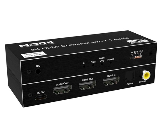 PremiumCord Audio Extractor HDR, 8K@60Hz,výstupy: stereo jack, SPDIF, RCA, HDMI