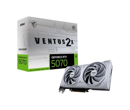 MSI VGA NVIDIA GeForce RTX 5070 12G VENTUS 2X OC WHITE, RTX 5070, 12GB GDDR7, 3xDP, 1xHDMI