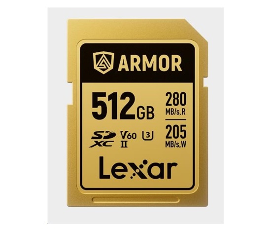 Lexar SDXC ARMOR Gold UHS-II U3, Stainless Steel, IP68 R280/W210 (V60) 512GB