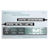 i-tec USB-C Metal Nano 3x Display Dock, 2x HDMI 1x USB-C video, Power Delivery 140W