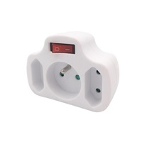 Solight rozbočka, 1x 10A + 2x 2,5A, bílá, vypínač