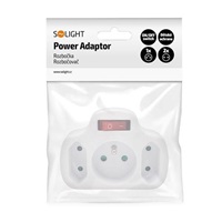 Solight rozbočka, 1x 10A + 2x 2,5A, bílá, vypínač