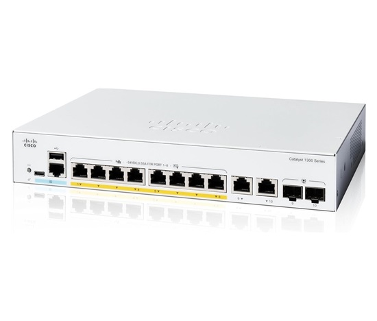 Cisco Catalyst switch C1300-8FP-2G (8xGbE,2xGbE/SFP combo,8xPoE+,120W,fanless) - REFRESH