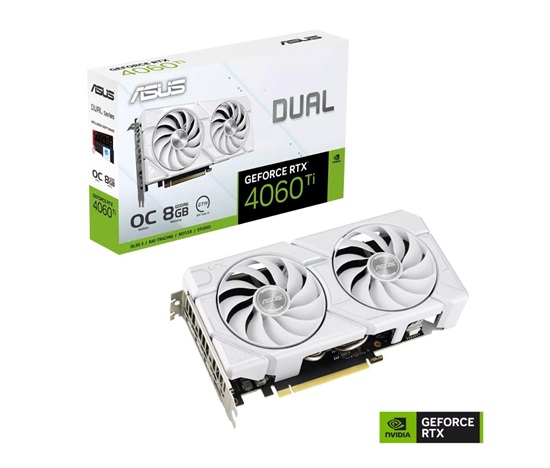 ASUS VGA NVIDIA GeForce RTX 4060 Ti DUAL OC EVO 8G WHITE, 8G GDDR6, 3xDP, 1xHDMI