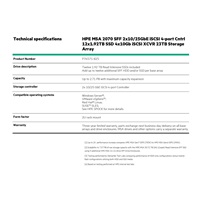 HPE MSA 2070 SFF 2x10/25GbE iSCSI 4-port Cntrl 12x1.92TB SSD 4x10Gb iSCSI XCVR 23TB Storage Array Smart Choice