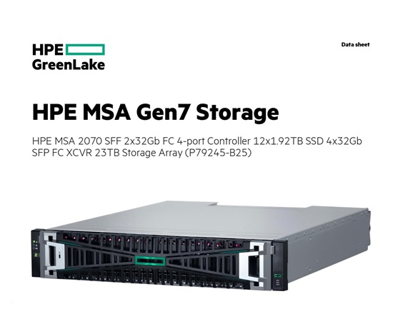 HPE MSA 2070 SFF 2x32Gb FC 4-port Controller 12x1.92TB SSD 4x32Gb SFP FC XCVR 23TB Storage Array Smart Choice