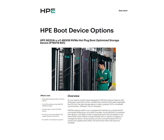 HPE NS204i-u v2 480GB NVMe Hot Plug Boot Optimized Storage Device