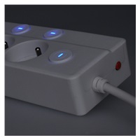 Solight 6z prodlužovací přívod, 3m, 3 x 1mm2, bílý, 6+1 vypínač