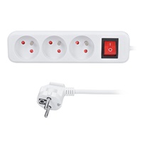 Solight prodlužovací přívod, 3 zásuvky, bílý, 10m, vypínač