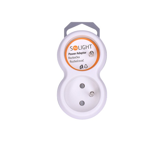 Solight rozbočka, 2x 10A, bílá-šedá