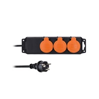 Solight prodlužovací přívod IP44, 3 zásuvky, gumový kabel, venkovní, 3m