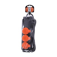 Solight prodlužovací přívod IP44, 3 zásuvky, gumový kabel, venkovní, 3m