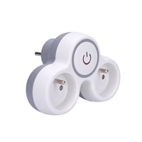 Solight rozbočka, 2x 10A, bílá-šedá, vypínač