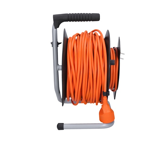 Solight prodlužovací přívod na bubnu, 1 zásuvka, 50m, oranžový kabel, 3x 1,5mm2