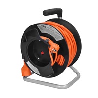 Solight prodlužovací přívod na bubnu, 1 zásuvka, 50m, oranžový kabel, 3x 1,5mm2