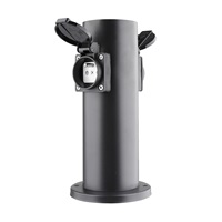 Solight zahradní sloupek IP44, nerez ocel, 2 zásuvky, válec, černý