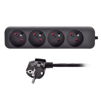 Solight prodlužovací přívod, 4 zásuvky, černý, 3m