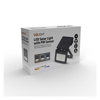 Solight LED solární reflektor se senzorem, 6W, 660lm, 3CCT, Li-Ion, černá