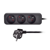 Solight prodlužovací přívod, 3 zásuvky, černý, 2m