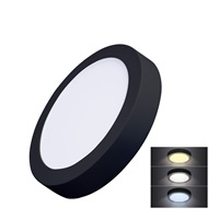 Solight LED mini panel CCT, přisazený, 18W, 1530lm, 3000K, 4000K, 6000K, kulatý, černá barva